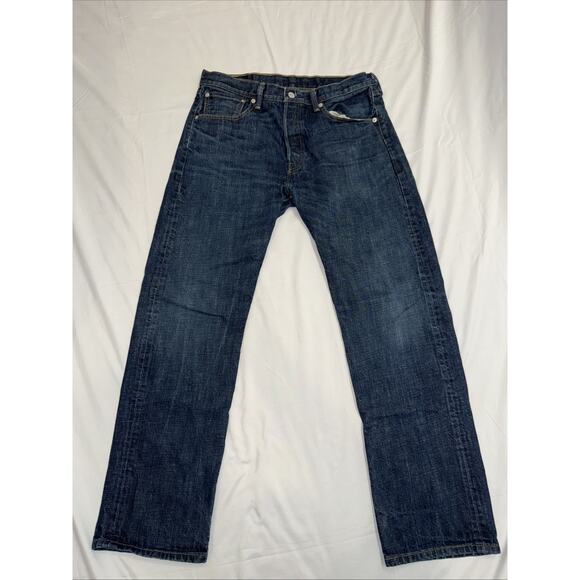 **Flaw** Levi's Men's 501 34x30 Original BootCut Fit Jeans - Dark Wash - Picture 1 of 5